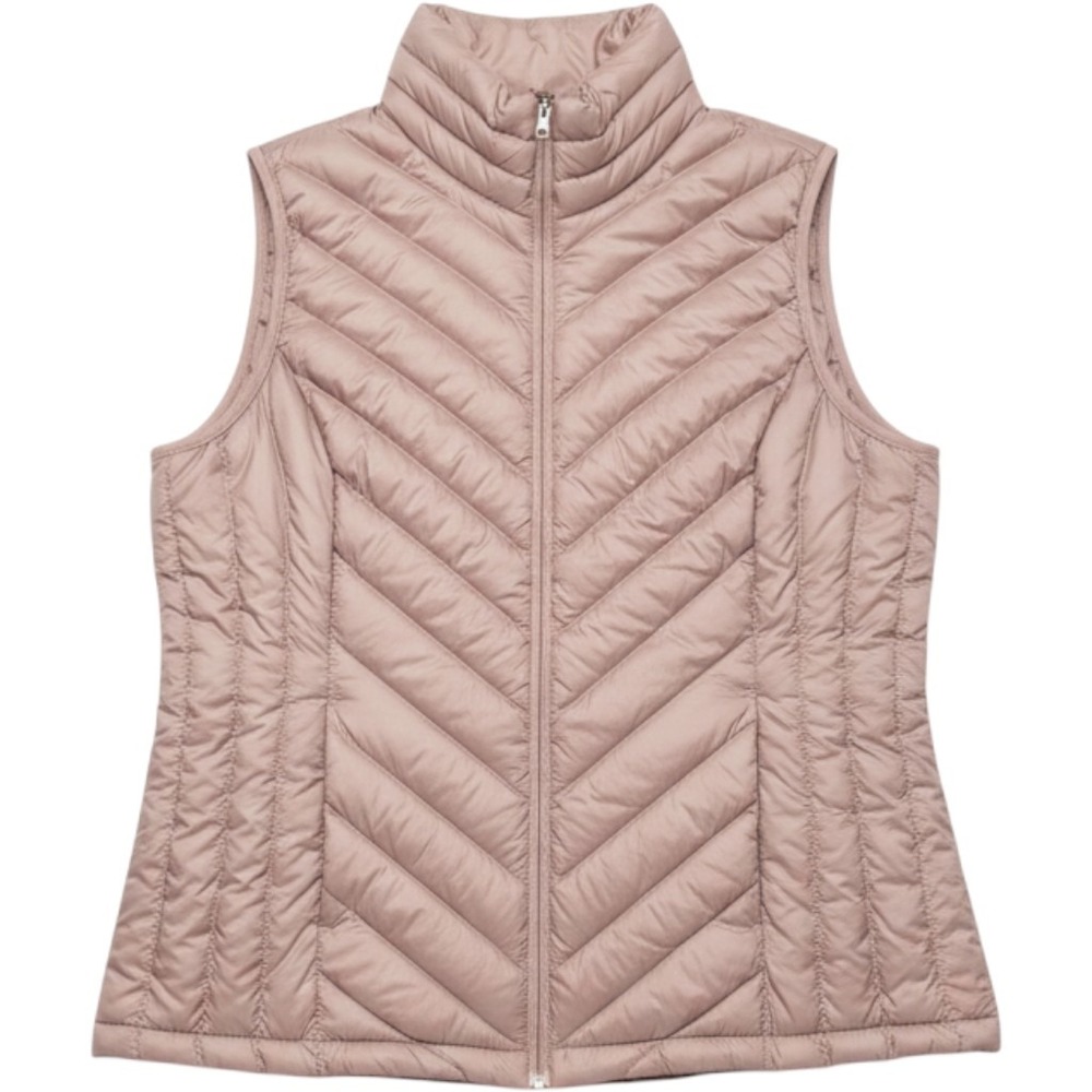 32 Degrees Heat Womens Puffer Vest Medium Mauve Pink Quilted Zip Up Mock Neck